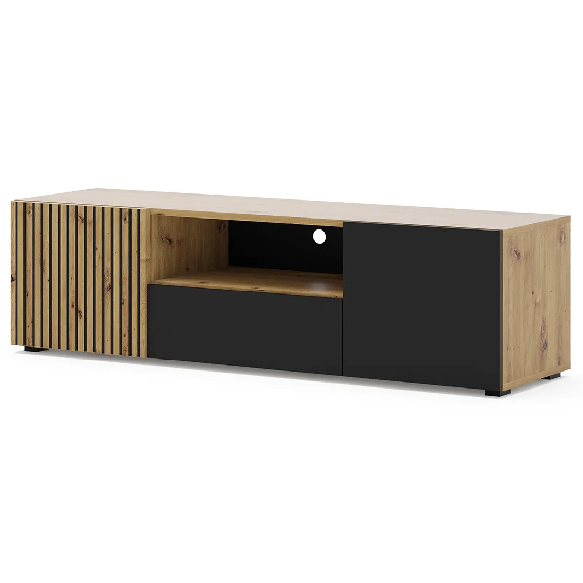 BESTMOBILIER Ozzy Meuble TV - Bois et Noir