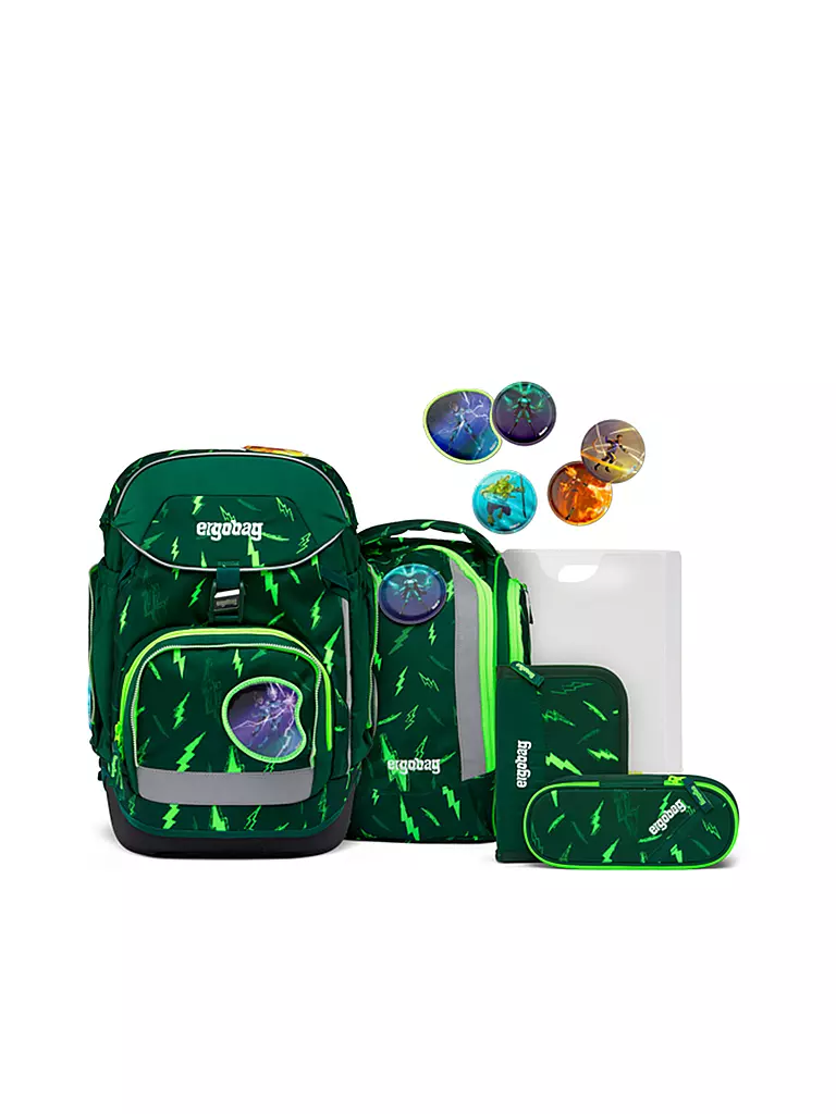 ERGOBAG Schultaschen Set 6tlg MAXI Lumi - Bärtastisch  dunkelgrün