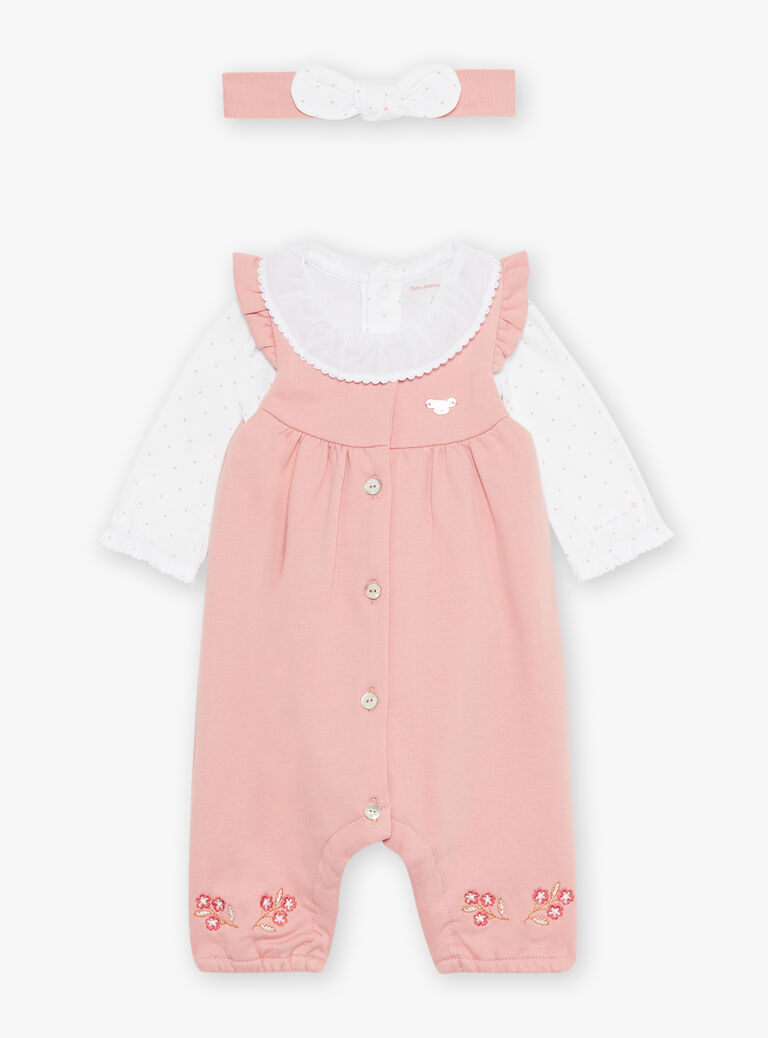 Ensemble body, salopette et bandeau écru