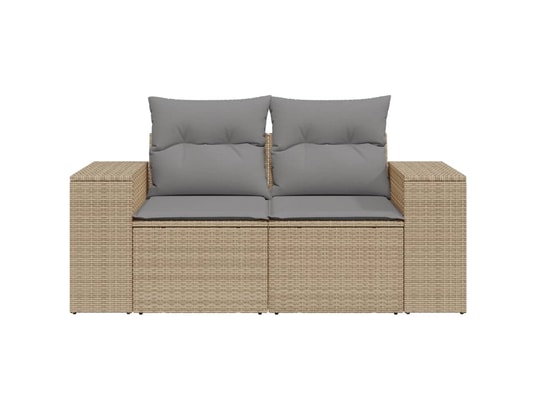 VIDAXL - Canapé de jardin avec coussins 2 places beige résine tressée