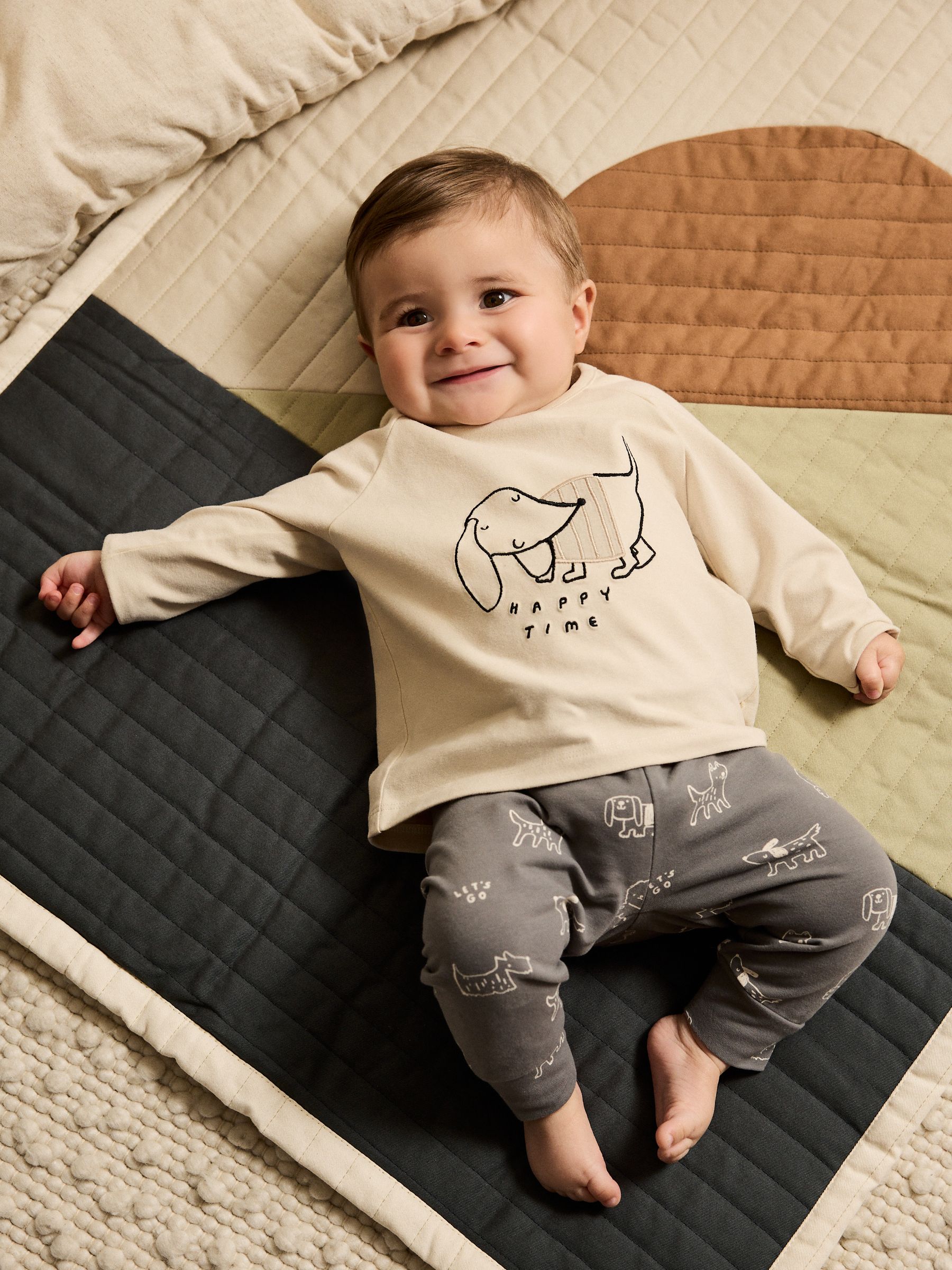 Zwart-wit met hond - Top en Leggings 2 -delige Babyset (0mnd-3jr)