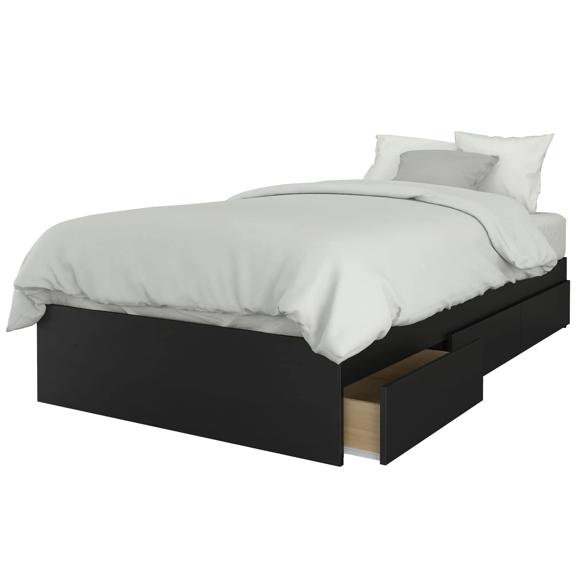 Nexera Lit Simple 3 Tiroirs Aston - Noir