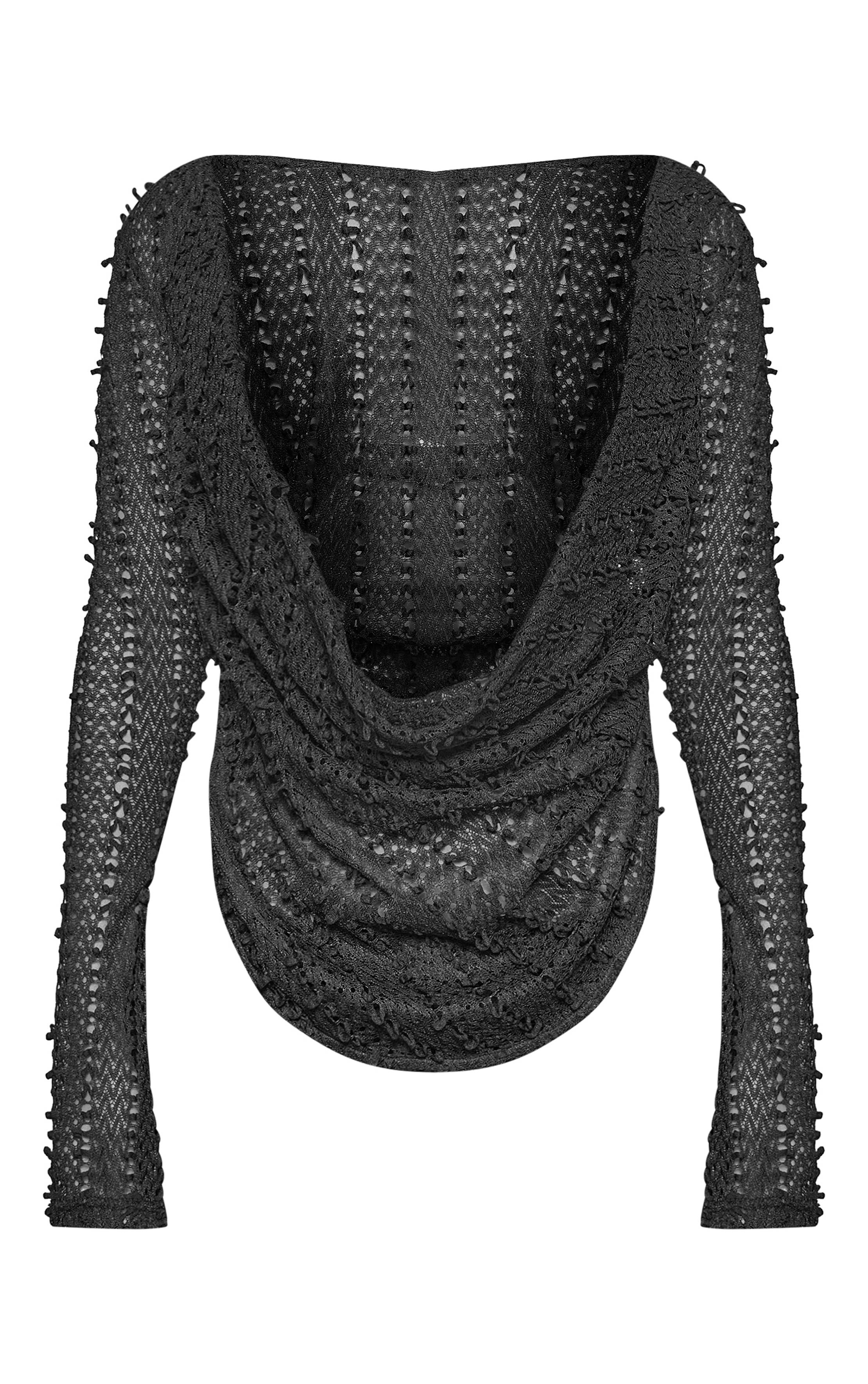 Noir Top Petite À Col Bénitier Extrême Texturé