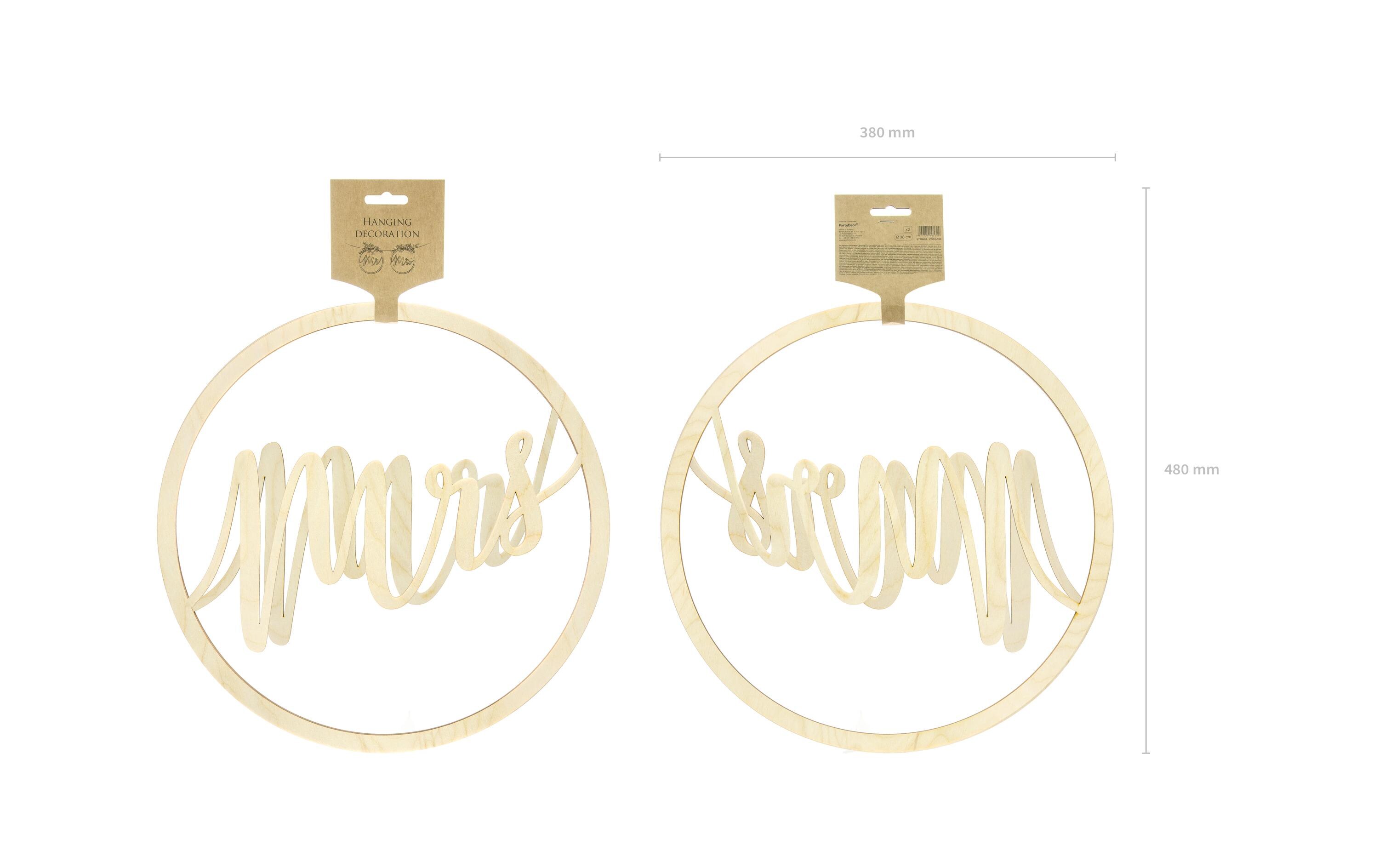 Hochzeitsaccessoire Mrs Mr D: 38 cm, 2 Stück, BraunDekoration für Verlobung, Polterabend, Hochzeit