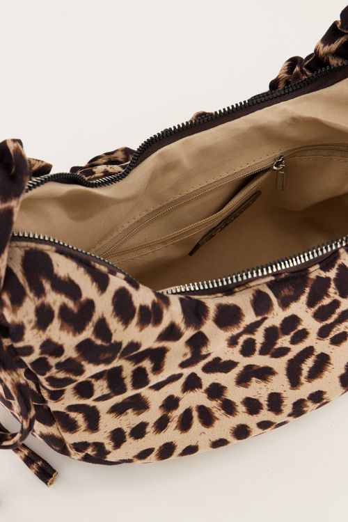 Panterprint crossbody tas met ruffles