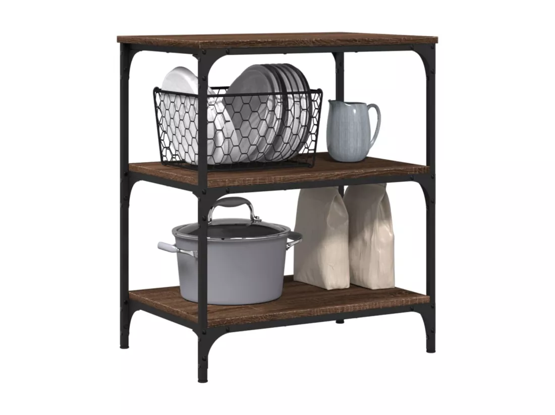 Chariot de cuisine chêne marron 60x41x76 cm bois d'ingénierie