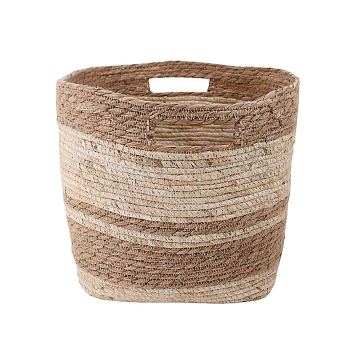 Panier rond base carrée en jonc de mer Norasia couleur naturelle taille S