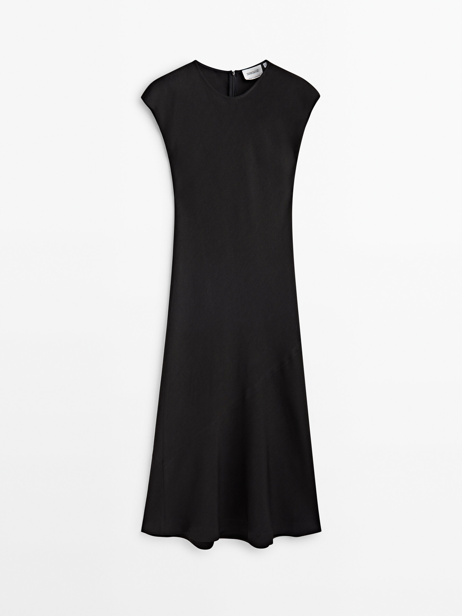 Vestido midi em linho preto - NEGRO