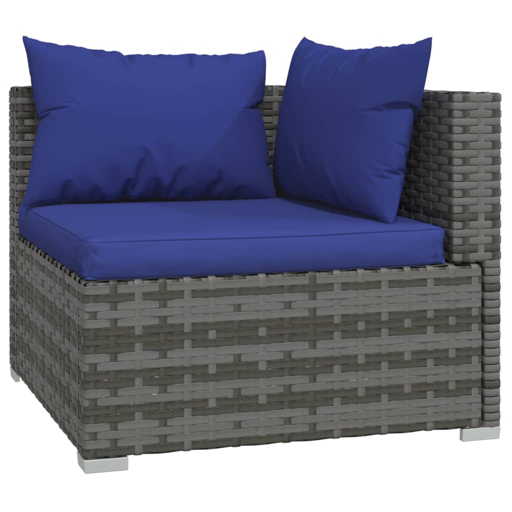 Salon de jardin meuble d'extérieur ensemble de mobilier 11 pièces avec coussins gris résine tressée