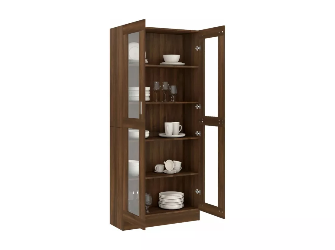 Armoire à vitrine Chêne brun 82,5x30,5x185,5cm Bois ingénierie