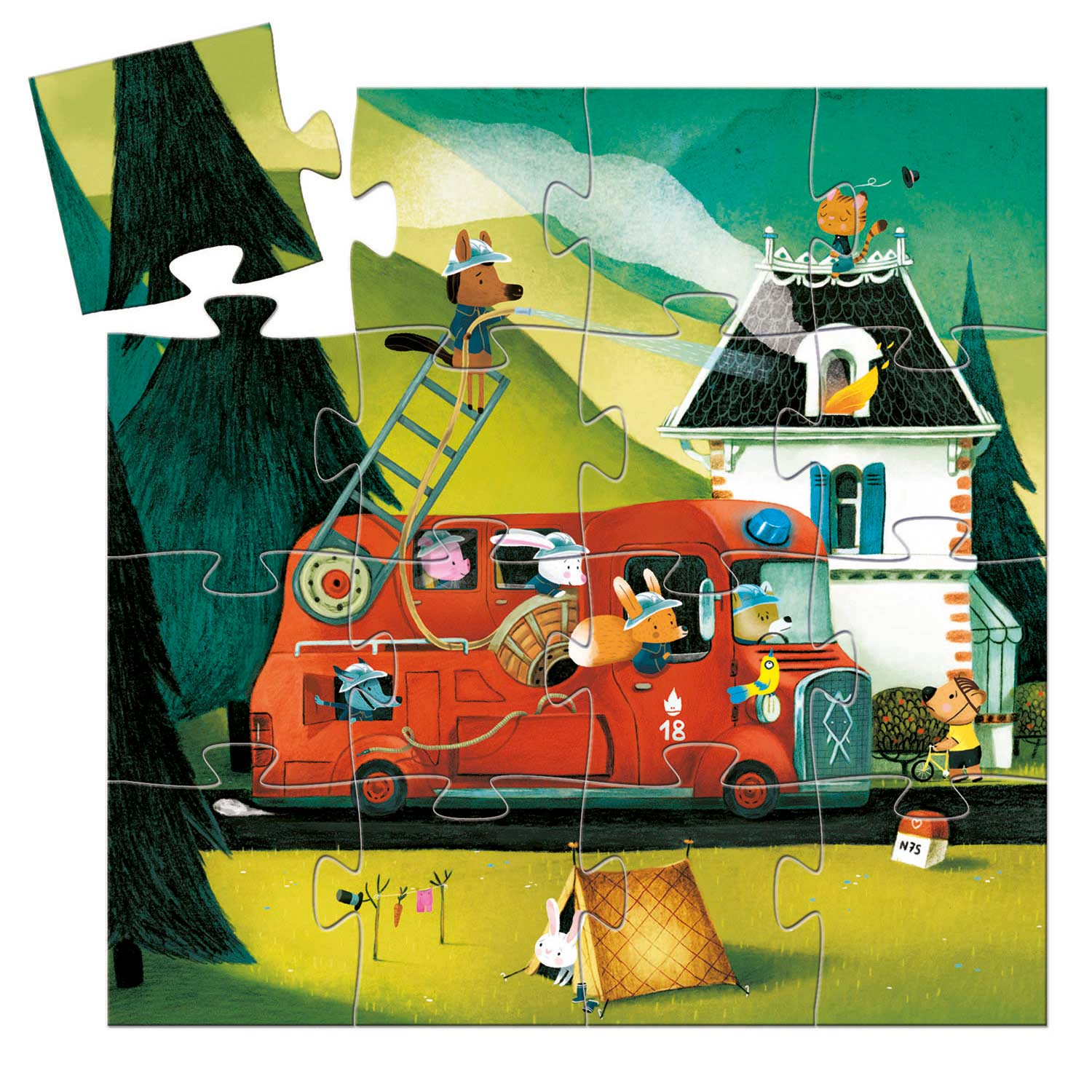Djeco Legpuzzel Brandweerwagen, 16st.