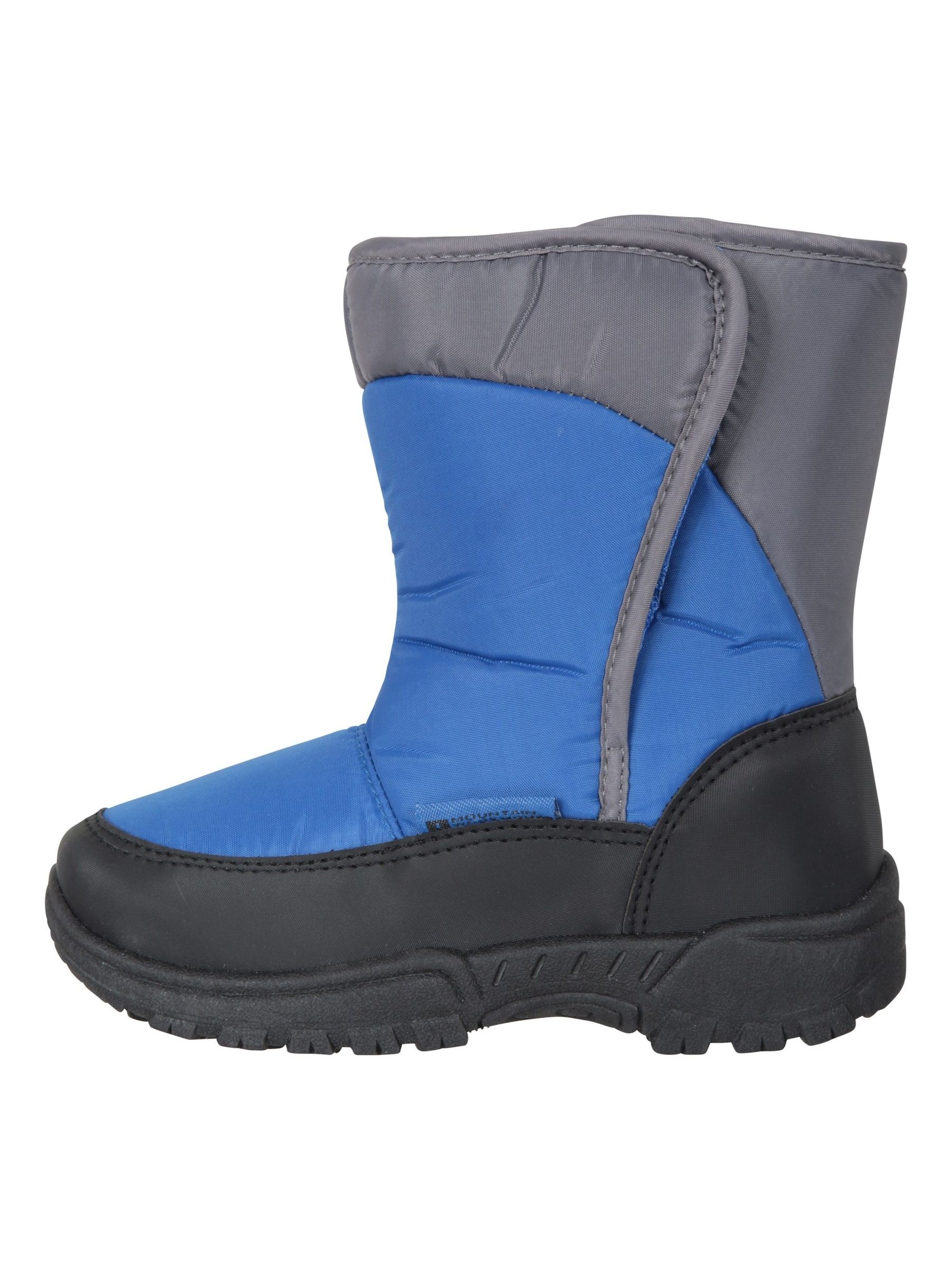 Blauw - Mountain Warehouse Caribou kindersneeuwlaarzen met enkele streep, sherpa voering en aangepaste pasvorm