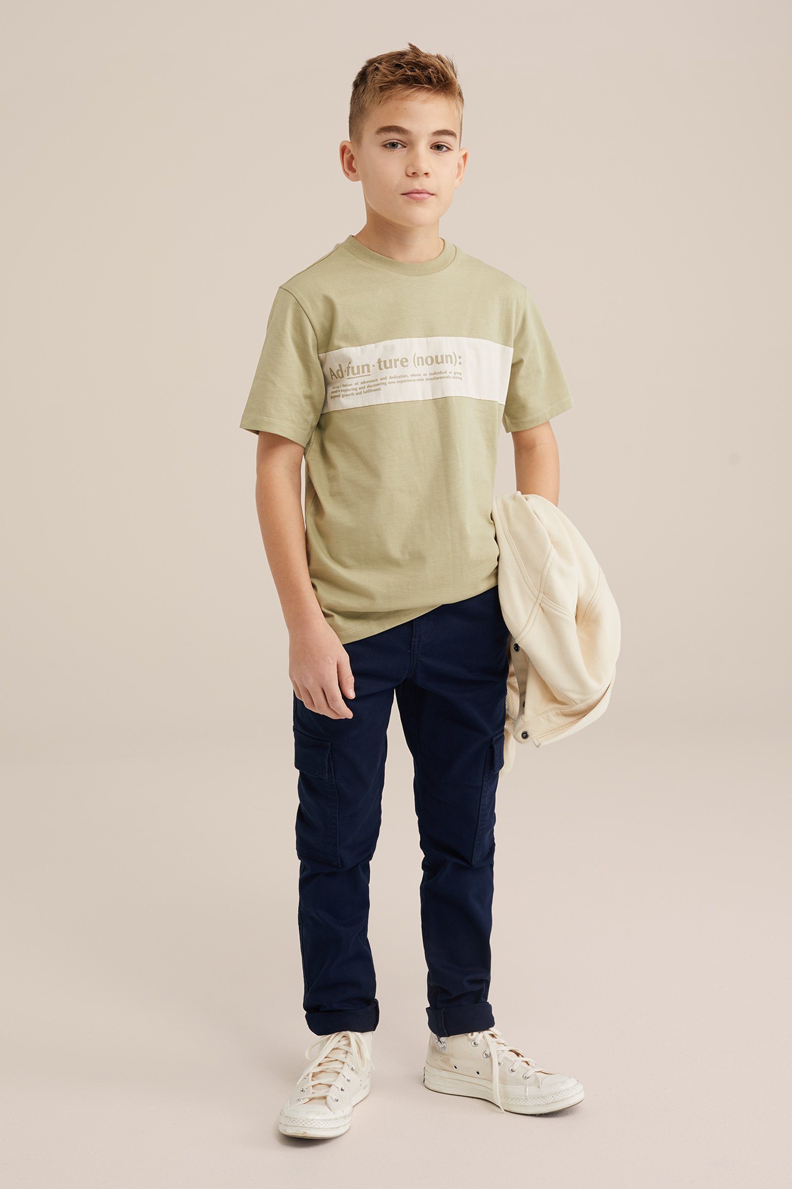Jongens t-shirt met opdruk WE Fashion Mosgroen