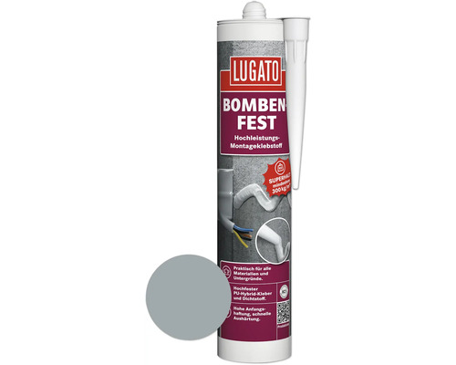 Lugato Bombenfest montagelijm/kit grijs 480 g