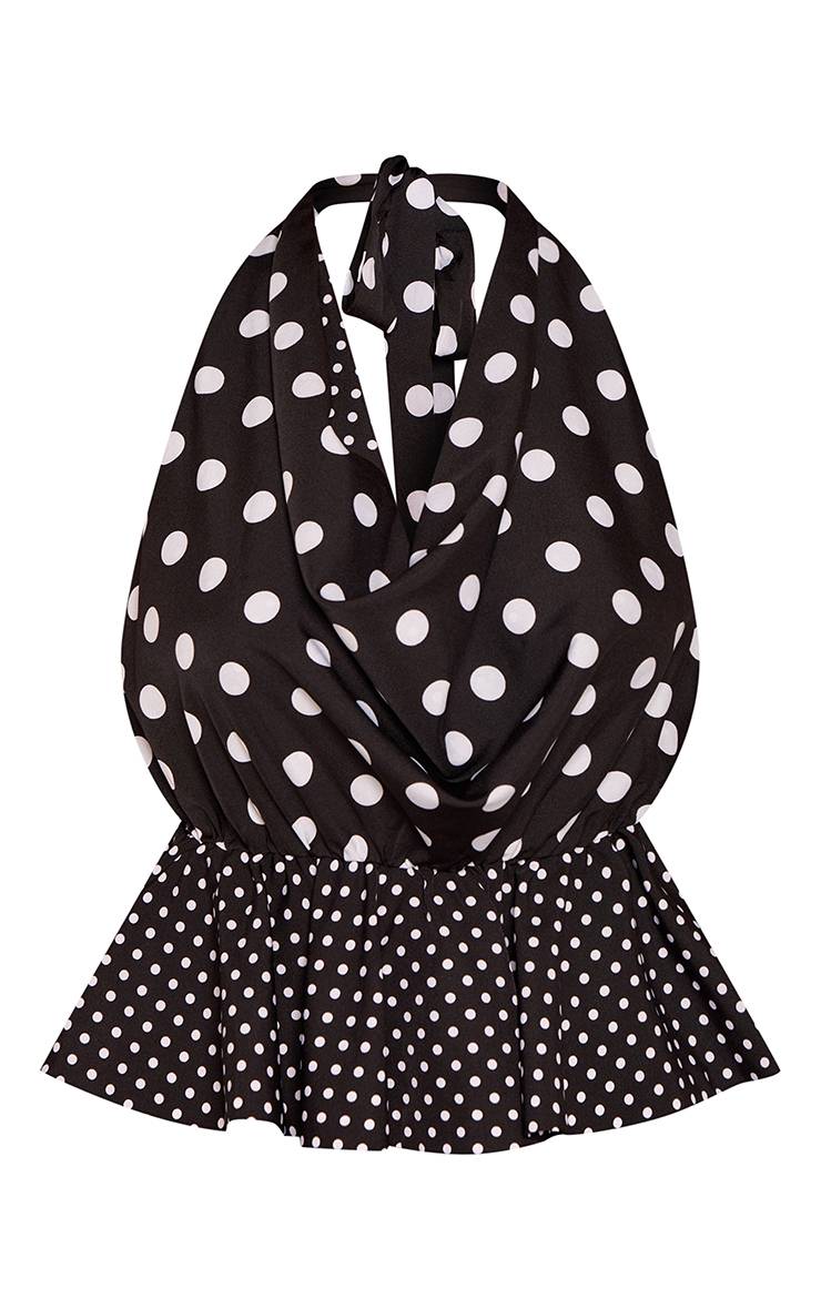 Noir Haut Dos-nu Réversible À Pois Blancs