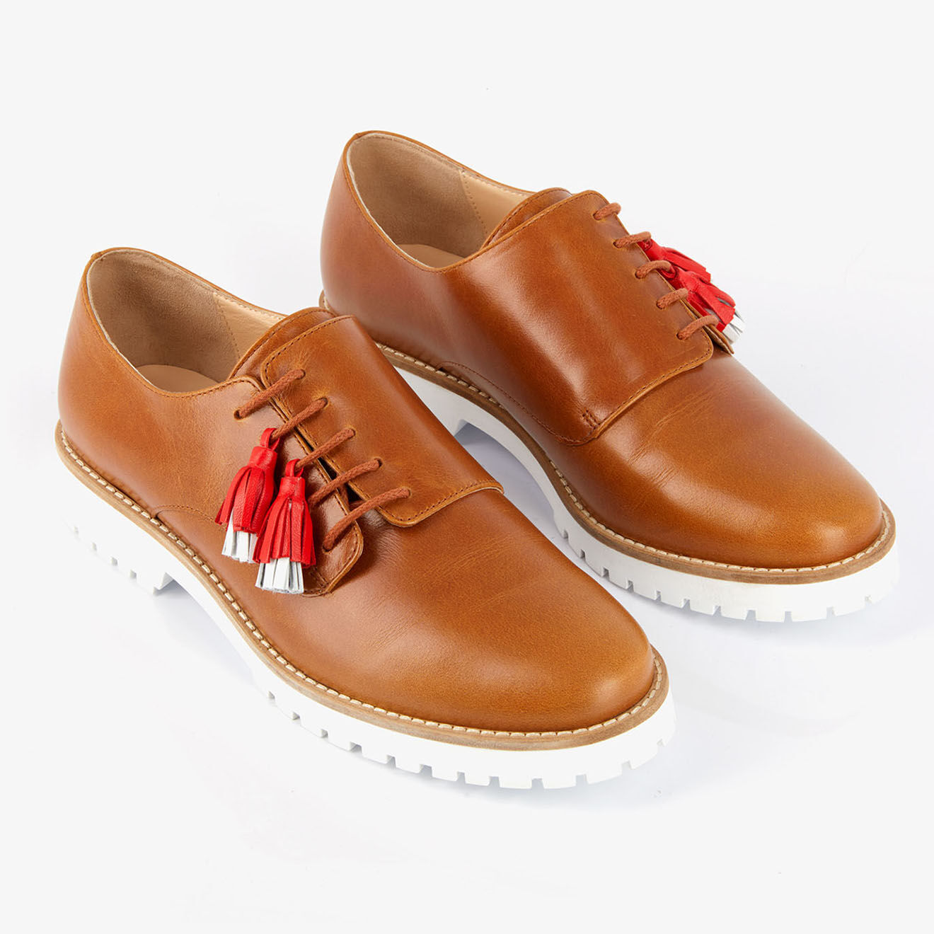 Mellow Yellow Derbies en Cuir Hoce camel