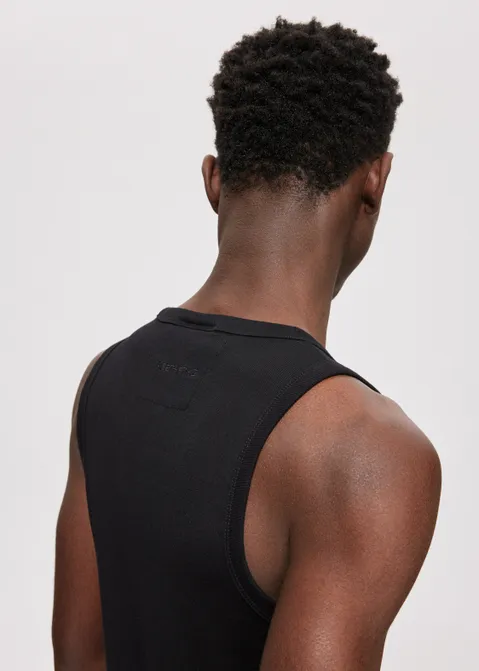 Basic rib singlet zwart (ZWART)