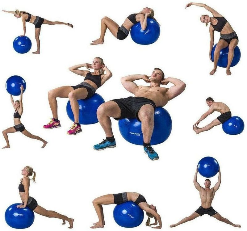 Tunturi - Anti Burst Fitnessbal - Zwart - 75 cm - Incl Pomp
