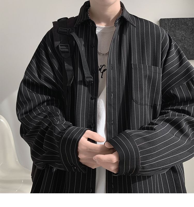 Savenne - Oversized overhemd met pofmouwen, gestreepte zakdetails