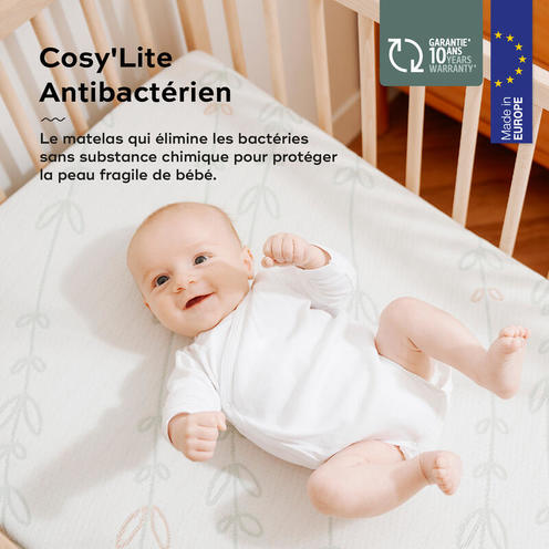 Matelas Cosy'Lite antibactérien 70x140 cm Blanc - BABYMOOV