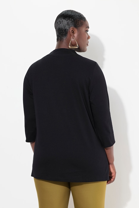 Shirt, A-Linie, Stehkragen, 3/4-Arm, Pima Cotton