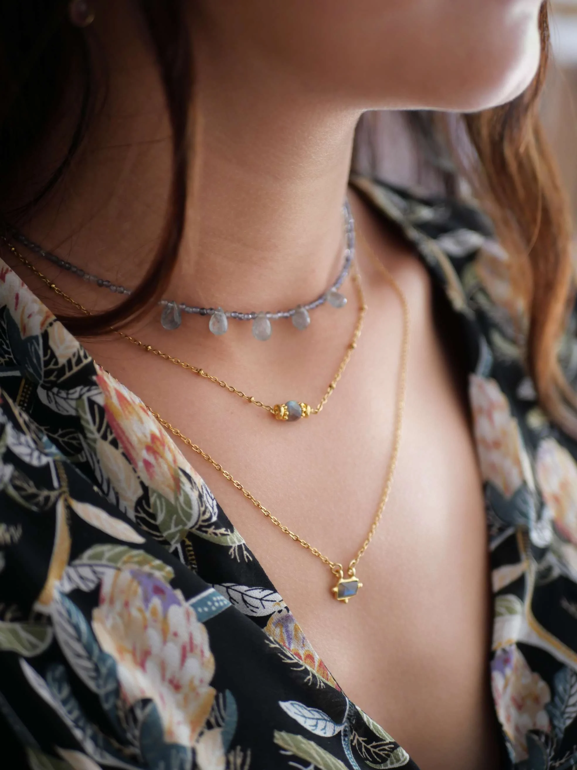 DHRUVI - Collier iolite et labradorite | Violet