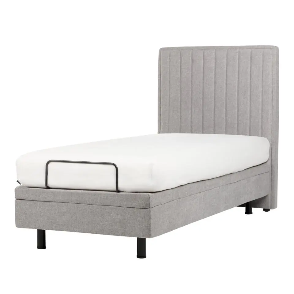DUKE II - Eenpersoonsbed - Lichtgrijs - 90 x 200 cm - Polyester