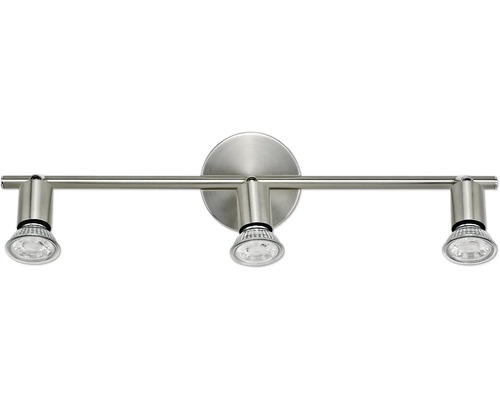 Plafondspot 3-lamps L 48,5 cm satijn/nikkel