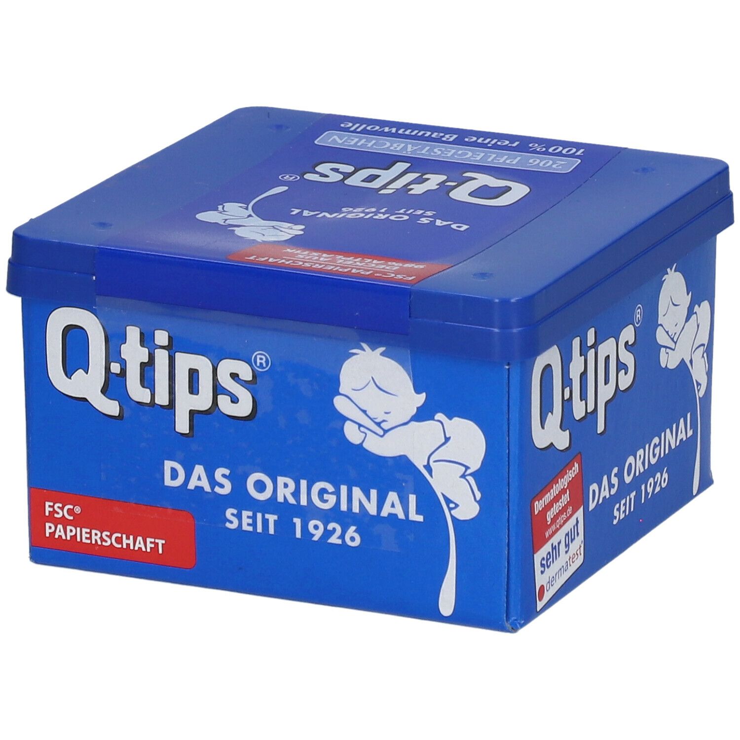 Q-tips® Wattestäbchen, Würfelbox