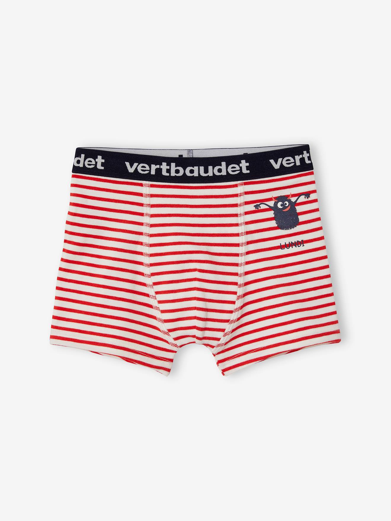 Pacote com 7 cuecas boxer elásticas Monsters Oeko-Tex® para meninos, estampa branca clara.