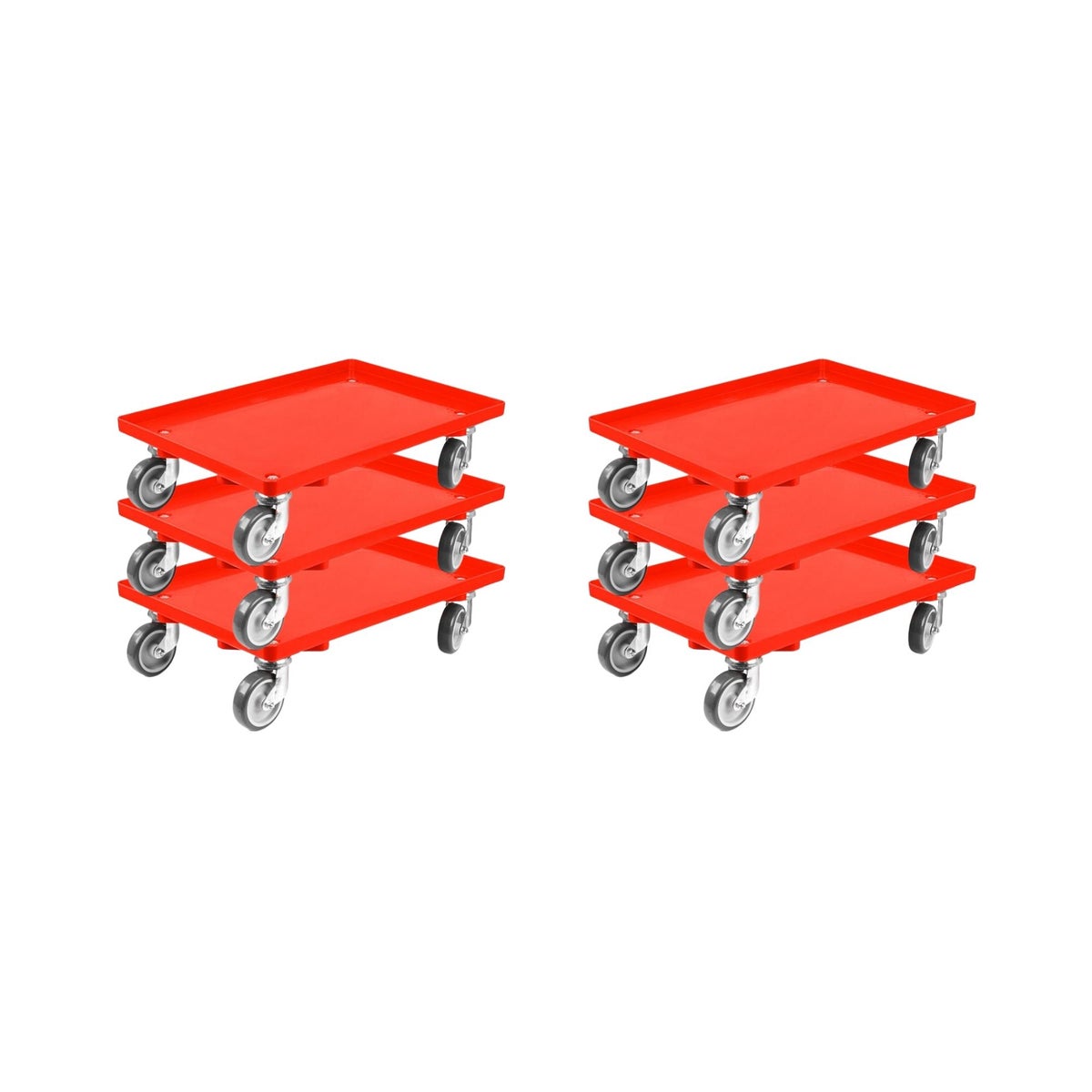 PROREGAL Transportwagen voor Euroboxen 60 x 40 cm met rubberen wielen, rood, gesloten dek, 2 zwenkwielen en 2 remwielen, draagvermogen 300 kg