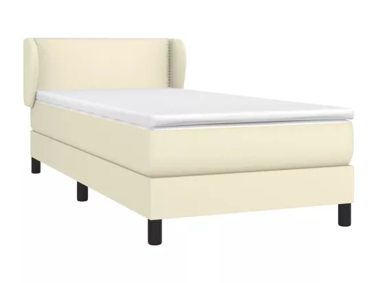 Sommier tapissier avec matelas Crème 100x200cm Similicuir