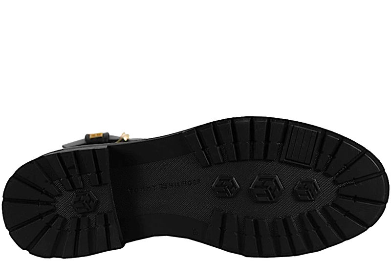 TOMMY HILFIGER BELT BOOTIE MATERIAL MIX BOOT BLACK