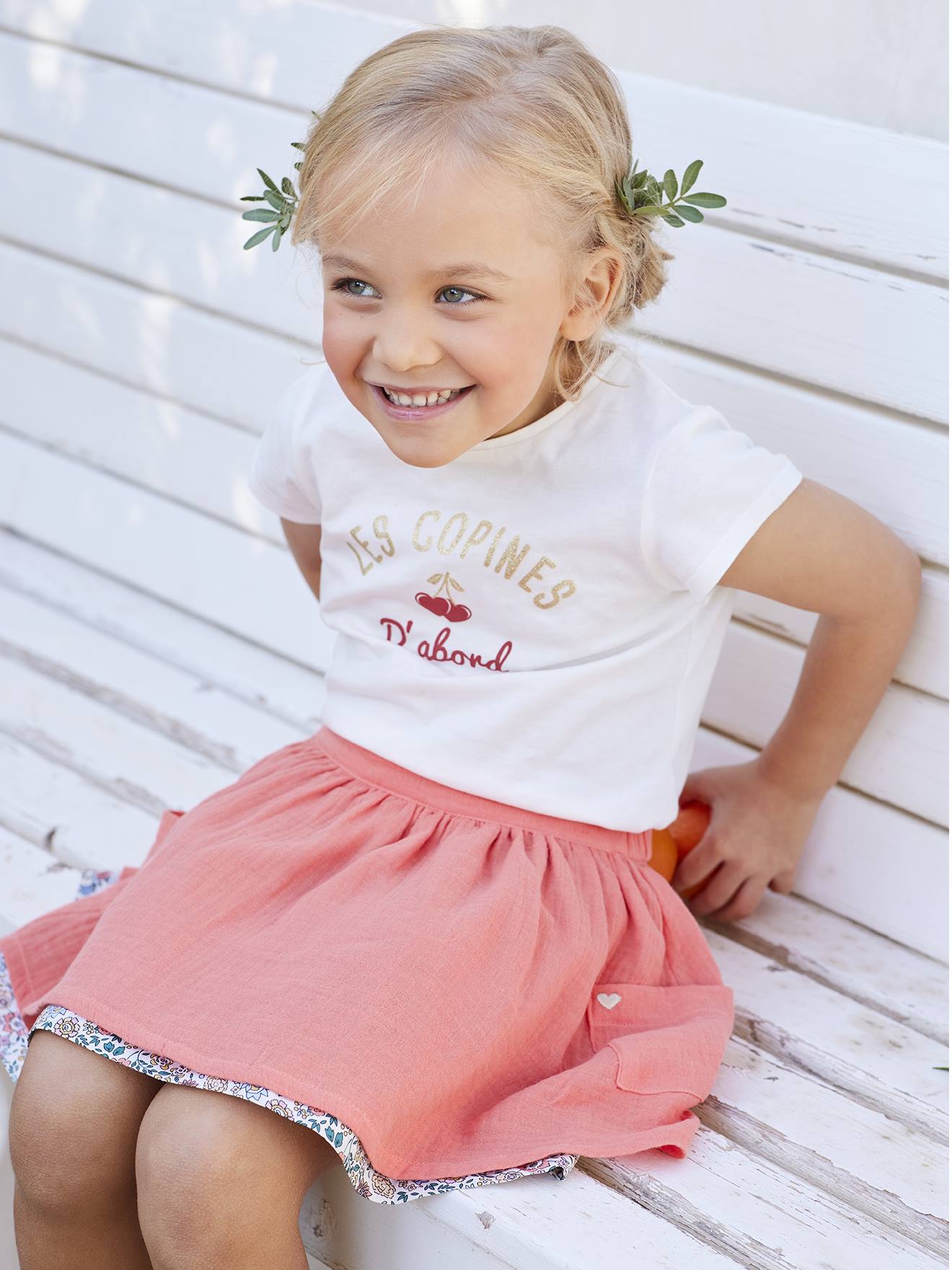 Camiseta com mensagem, para menina, verde pinho