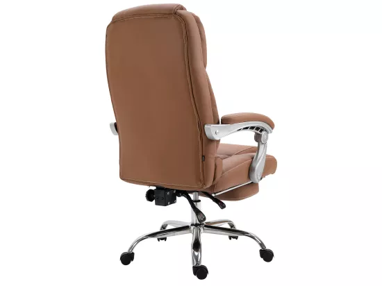 Chaise de bureau - Similicuir & Métal chromé - Marron clair - Pacific