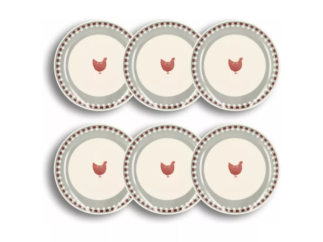 Novastyl - Lot 6 Assiettes Plates Gallina 26cm En Gres