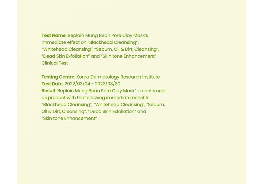 beplain - Mung Bean Pore Clay Mask