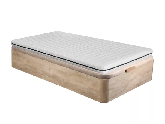 Ensemble 90 x 190 cm sommier coffre naturel clair + matelas mousse déhoussable ép.10cm - NASUS de YSMÉE
