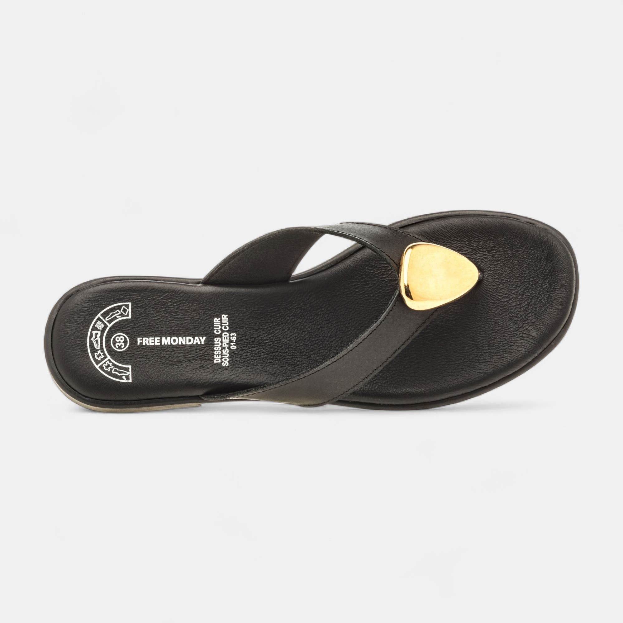 Entre-doigts Femme en cuir noir