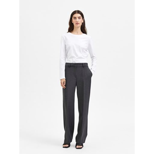 Selected Femme Rita Wide Bukser, Dark Grey Melange, 34/L32
