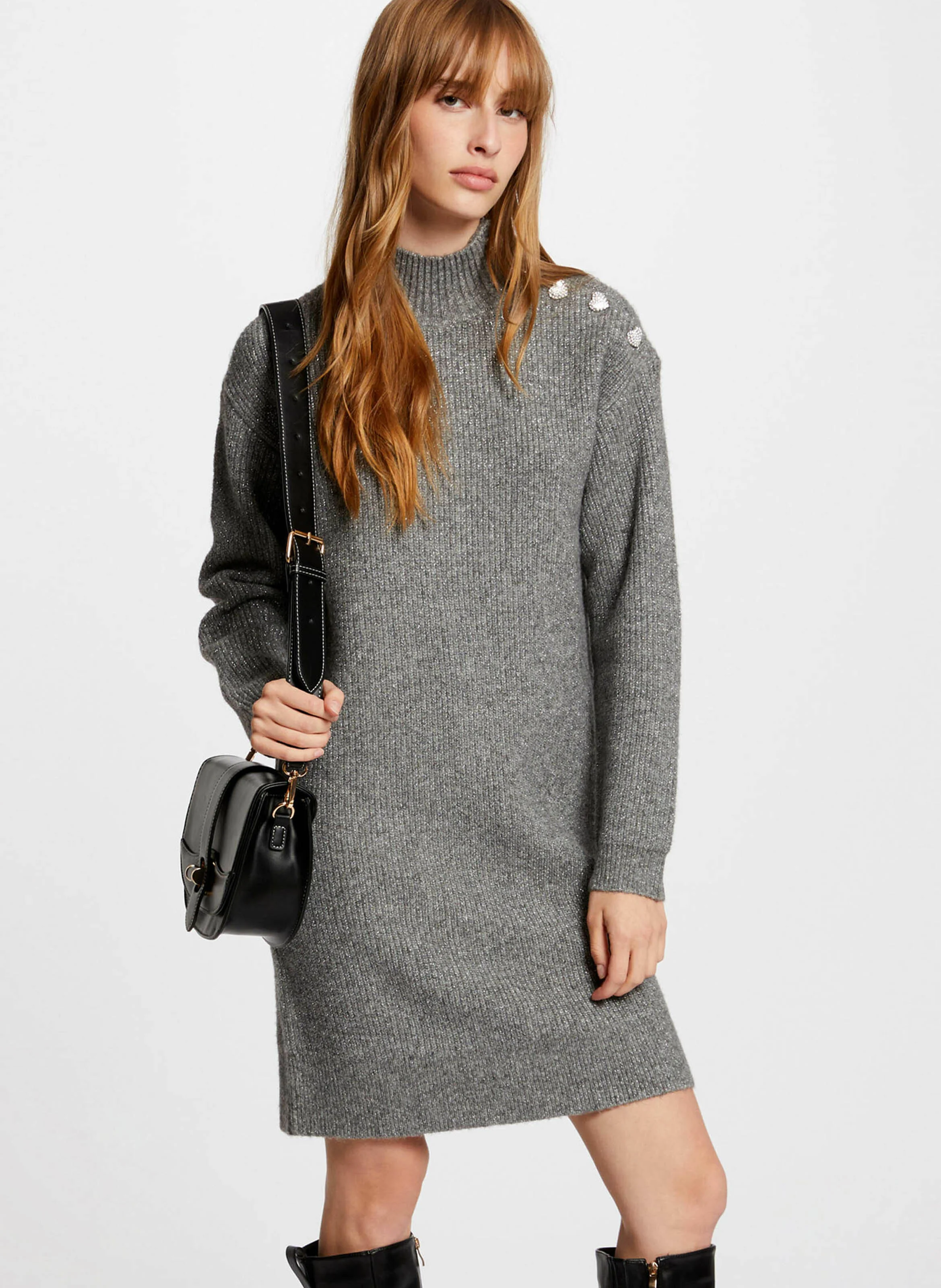 RMSTORI - Robe pull droite à col montant | Gris