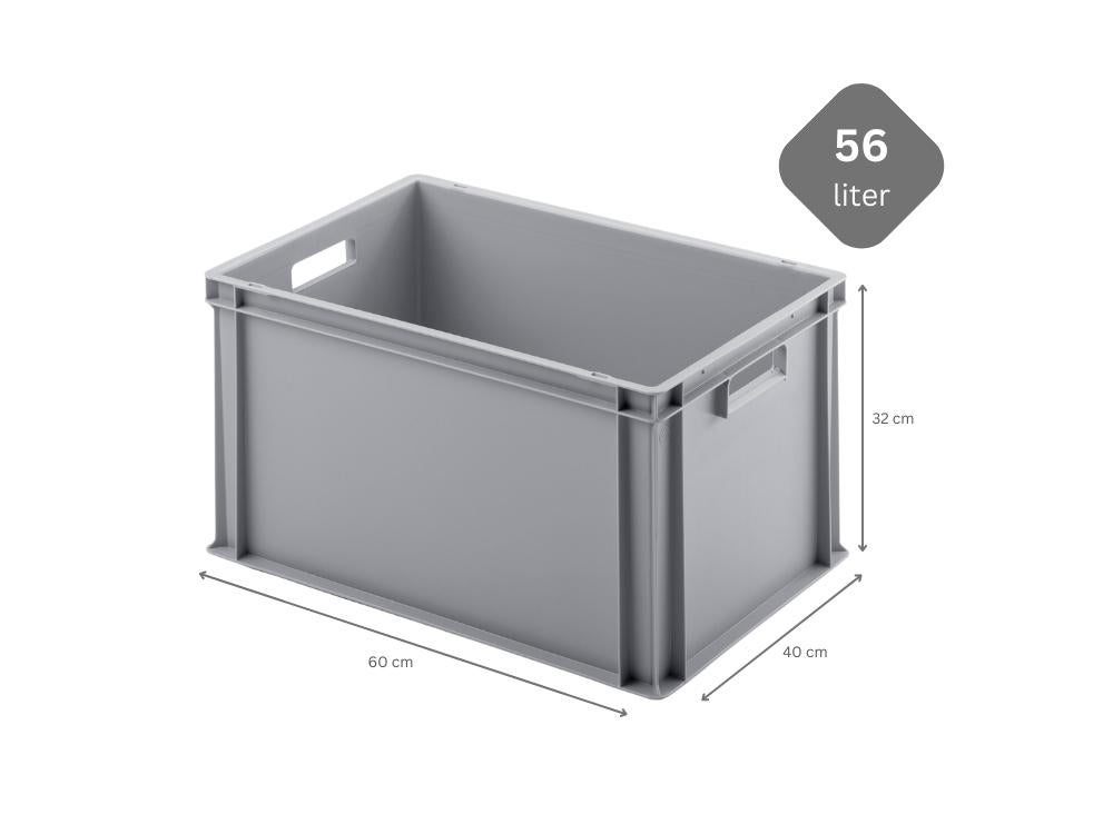PROREGAL Super Saver Set 3x Eurobakken met open handvat HxBxD 32 x 40 x 60 cm 56 liter Grijze Eurobox Transportbox