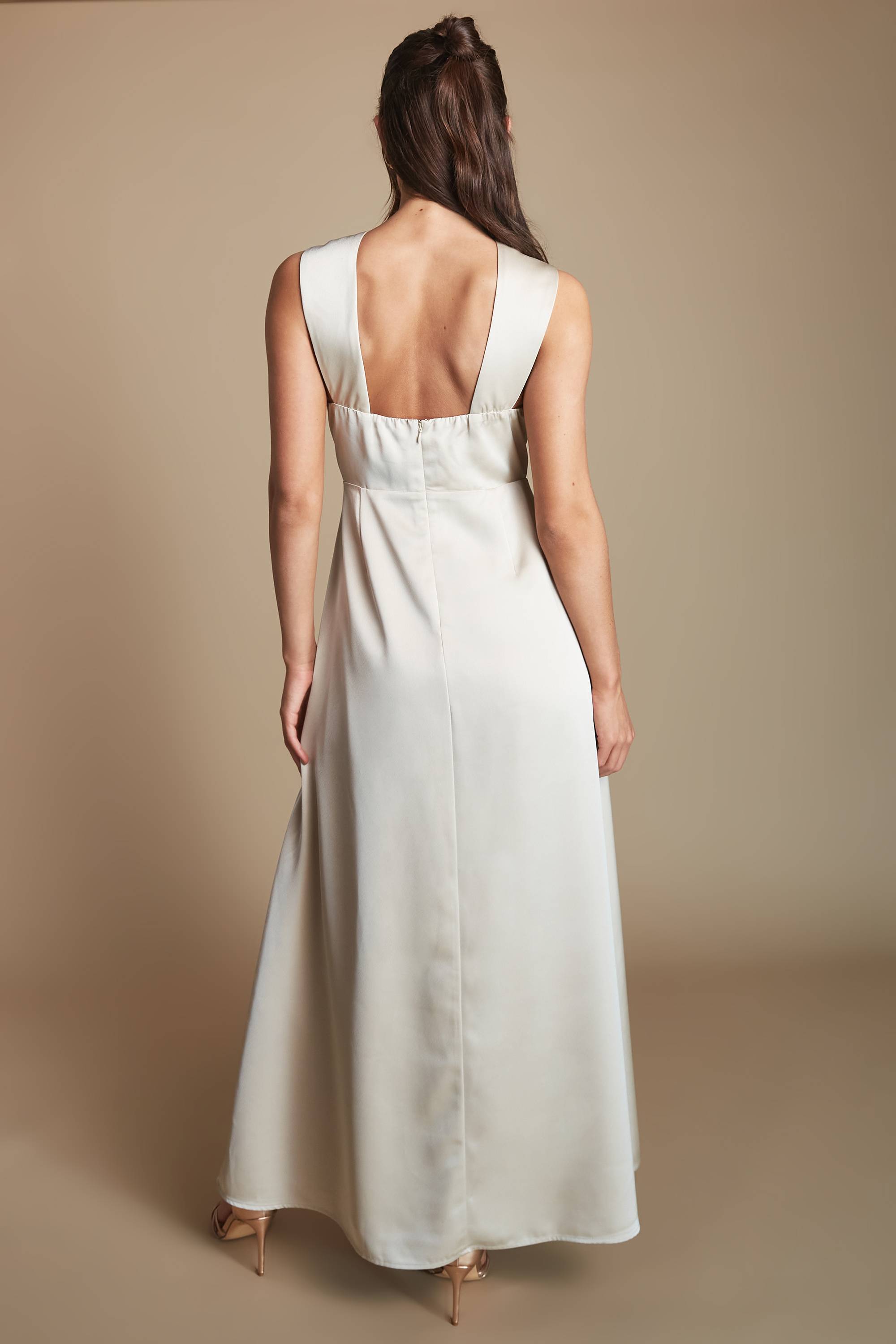 Coast Robe Longue De Demoiselle D'honneur En Satin À Col Halter Torsadé Petite