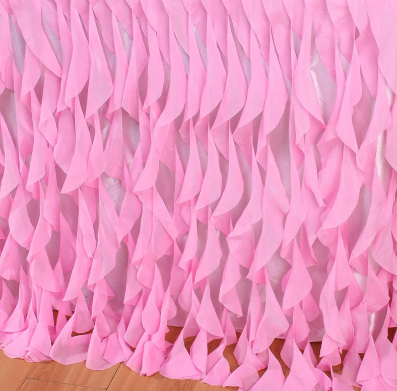 (183x77cm) Tisch Deko Tüll Kräusel Tischrock Vorhang für Party / Hochzeit / Geburtstag - Pink