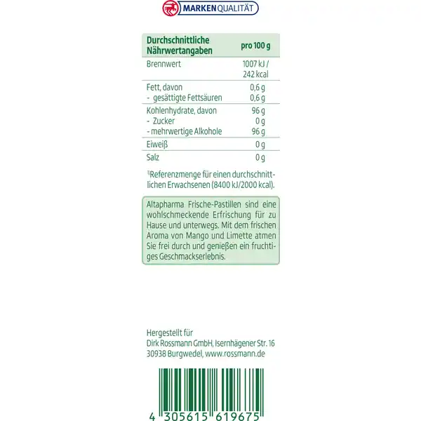 ALTAPHARMA FRISCHE-PASTILLEN MANGO-LIMETTE