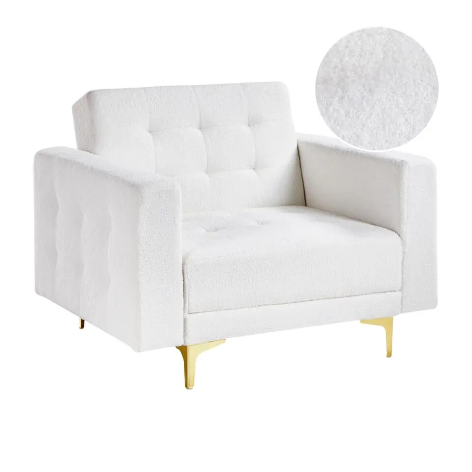ABERDEEN - Fauteuil - Wit - Bouclé