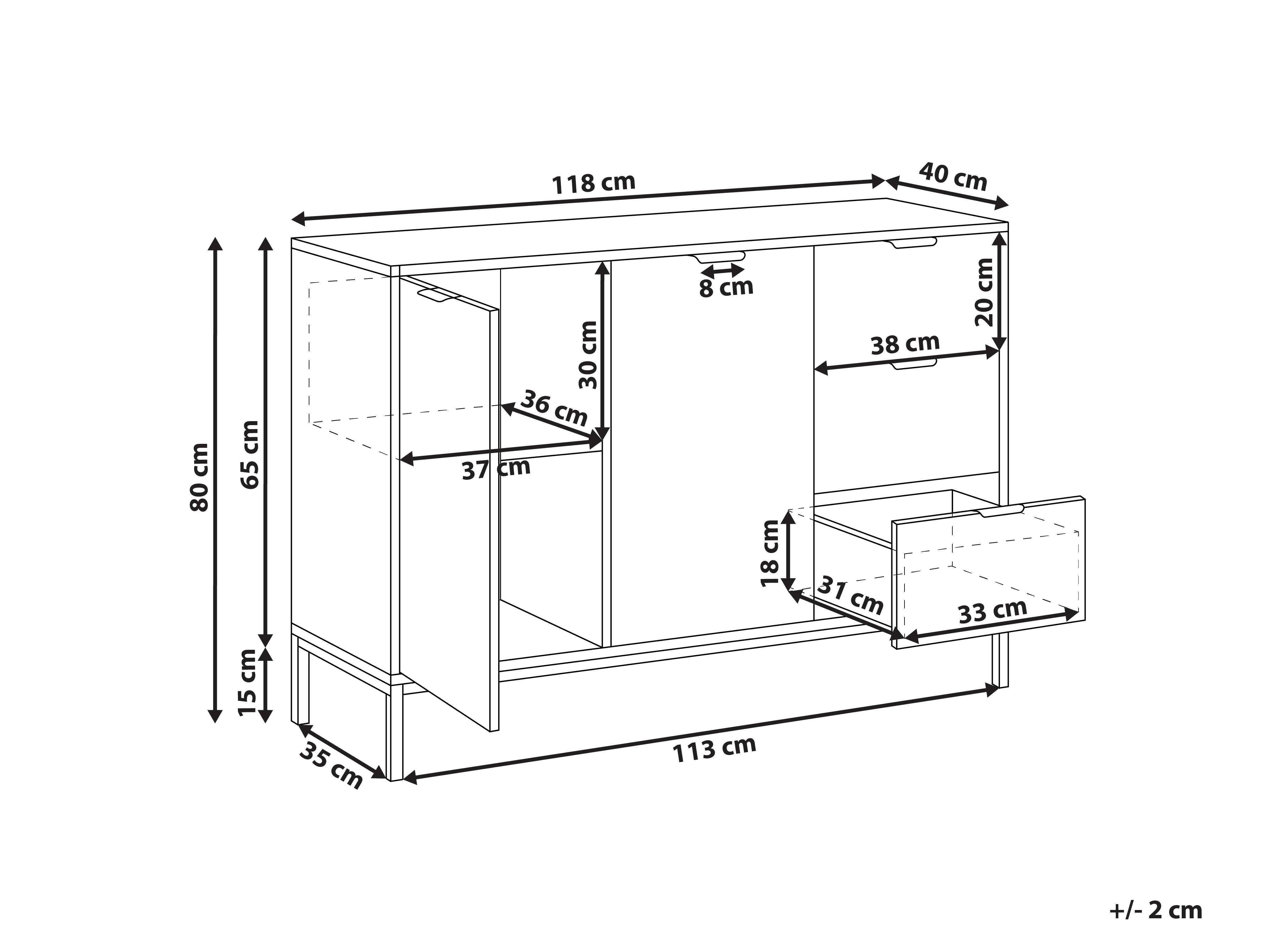 Dressoir met 2 deuren ADELAIDE Wit