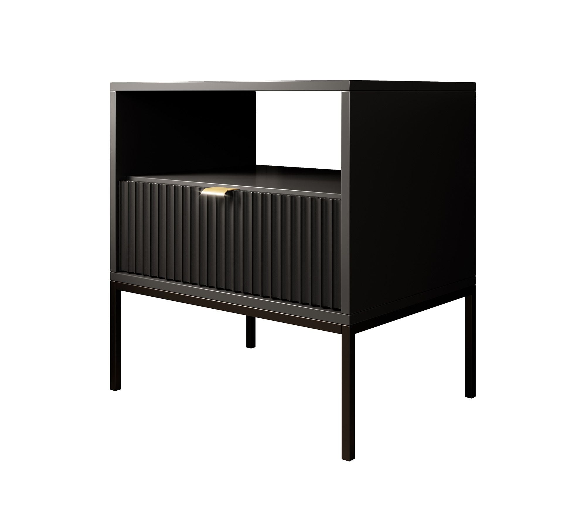 Meubella - Nachtkastje Navil - Zwart - 54 cm