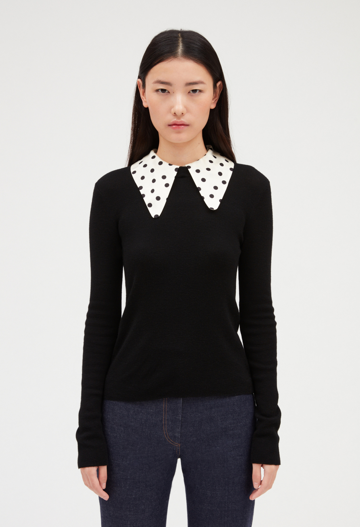 Pull noir double col amovibles