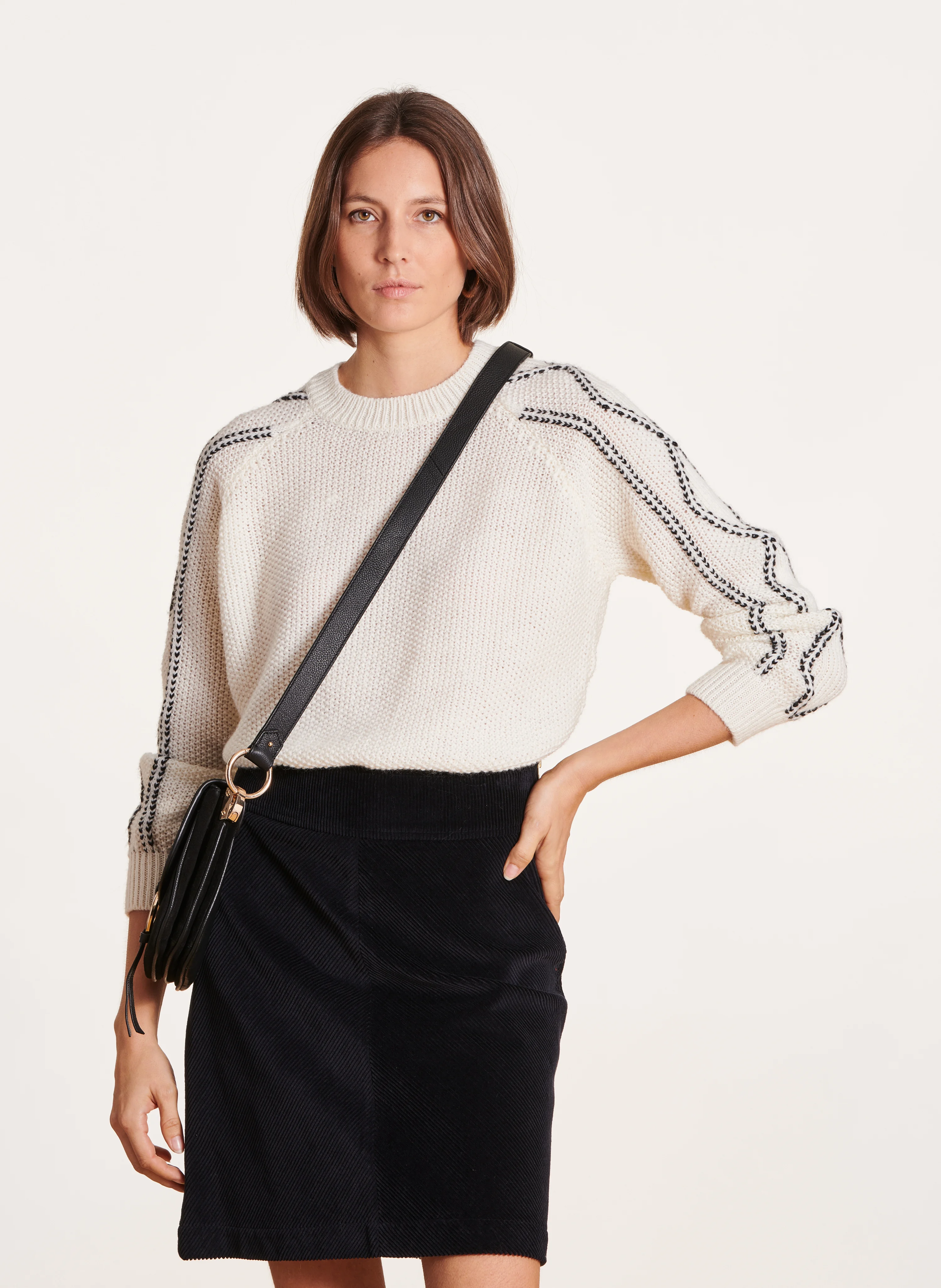 Pull oversize en laine mélangée | Blanc